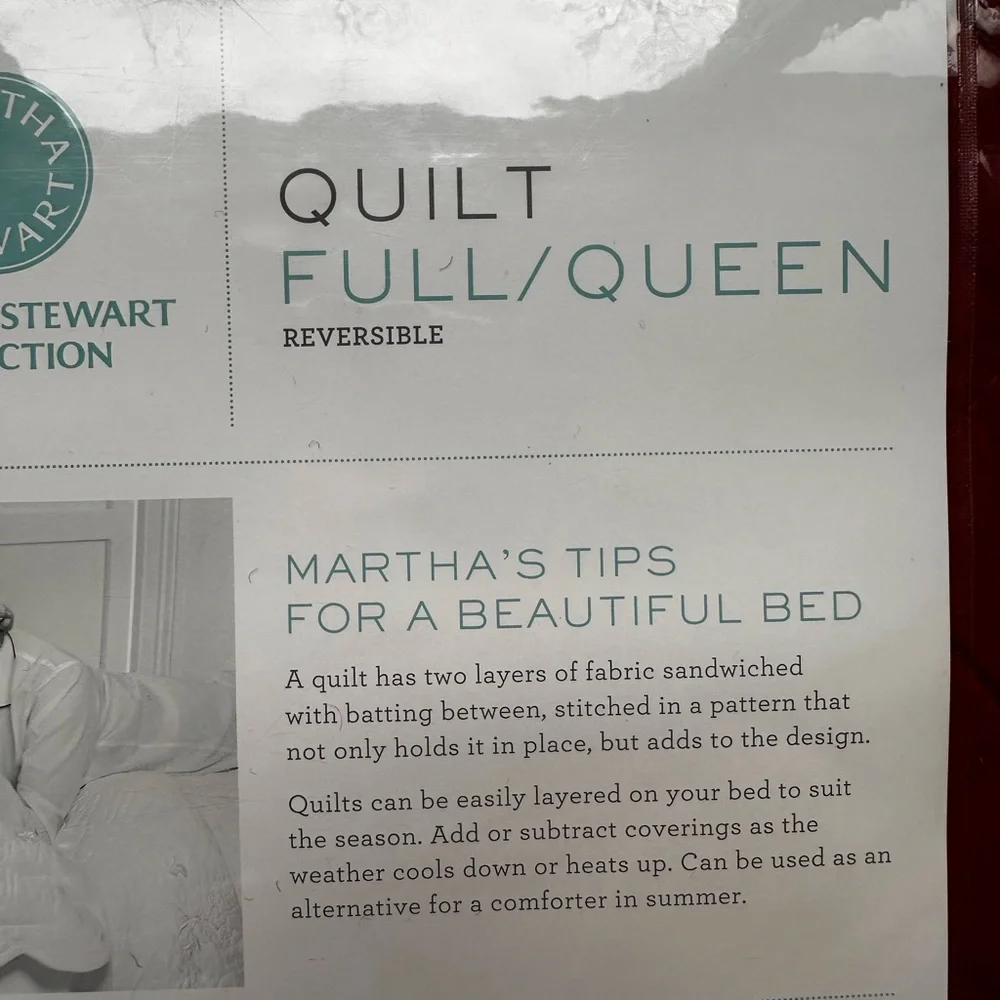 Macy’s Martha Stewart Collection Basket Stitch Quilt Reversible Red Full | Queen